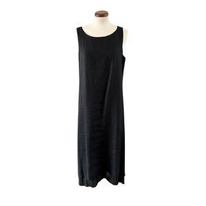 EILEEN FISHER black linen dress M